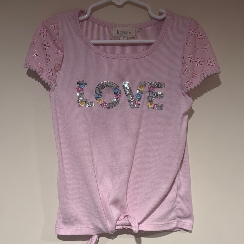 btween Kids Pink Love Shirt